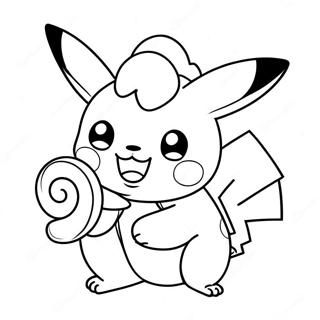 Pikachu Tinand Un Baston De Bomboane Pagina De Colorat 72674 16379