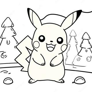 Pikachu În Țara Minunilor De Iarnă - Pagina De Colorat Desene De Colorat