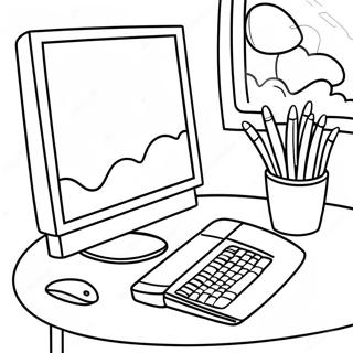 Pagina De Colorat Cu Un Set Colorat De Computer Desktop 72778-16457