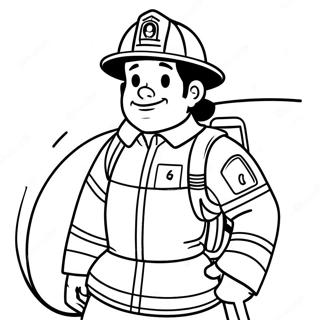 Pagina De Colorat Cu Pompierul Curajos Cu Teava 73292-16852