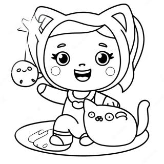 Pagini De Colorat Cu Fetita Kawaii Jucausa Cu O Pisica 73472-16997