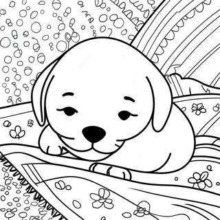 Pagini De Colorat Cu Catel Somnoros Pe O Patura 73524-17041