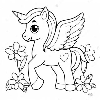 Pagini De Colorat Cu Pegasus Dragut Si Flori 74113 17495