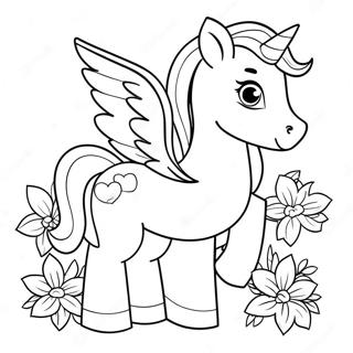 Pagini De Colorat Cu Pegasus Dragut Si Flori 74113 17496