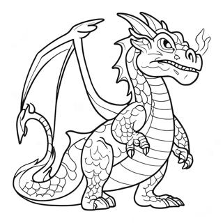 Pagina De Colorat Cu Un Dragon Care Sufla Foc 74599-17877