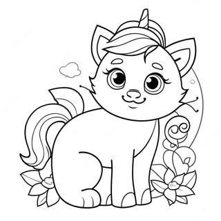 Pagina De Colorat Cu Pisica Unicorn Desene De Colorat