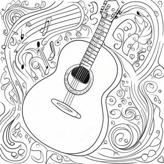 Pagina De Colorat Chitara Colorata Cu Note Muzicale 74986 18184