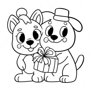 Pagina De Colorat Bluey Si Bingo Cu Cadouri De Craciun 75654 18697