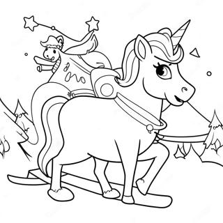 Unicorn De Crăciun Pagini de colorat
