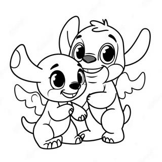 Pagini De Colorat Cu Stitch Si Ingerul Fericit 76016-18983