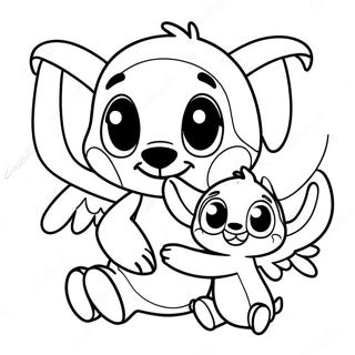 Cute Stitch And Angel Pagini de colorat