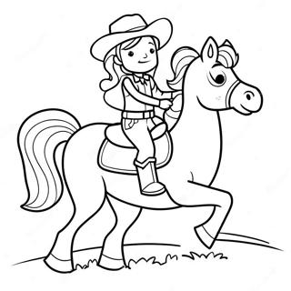 Pagini De Colorat Cu Cowgirl Draguta Calarind Un Cal 76320-19212