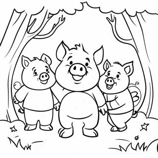 Pagina De Colorat Cu Cei Trei Purcelusi Si Lupul Cel Rau 76602 19437