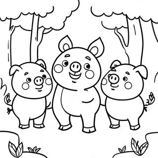 Pagina De Colorat Cu Cei Trei Purcelusi In Padure 76603 19442