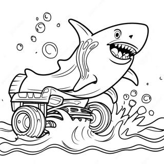 Pagini De Colorat Cu Camion Monstru Rechin Stropind Prin Valuri 78044 20539