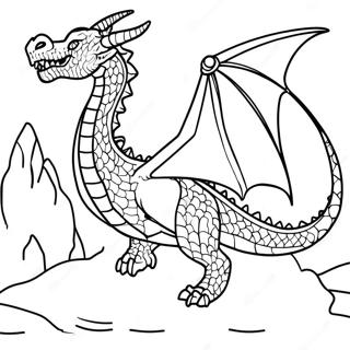 Pagini De Colorat Cu Dragonul Majestuos Zburand Peste Munti 78560 20938