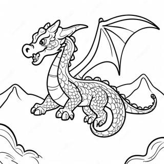 Pagini De Colorat Cu Dragonul Majestuos Zburand Peste Munti 78560 20939