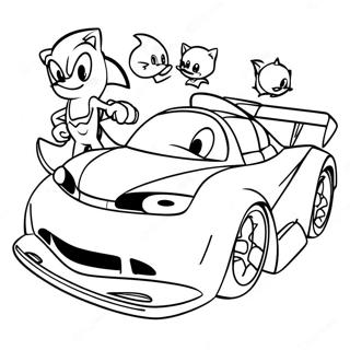 Pagină De Colorat Sonic Alergând Cu Prietenii Desene De Colorat