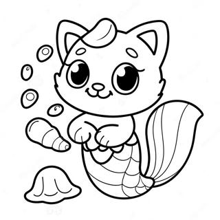 Pagini De Colorat Cu O Pisica Sirena Draguta Cu Scoici 79977 22021
