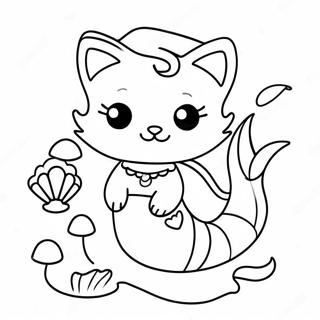 Pagini De Colorat Cu O Pisica Sirena Draguta Cu Scoici 79977 22023