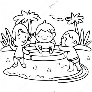 Pagini De Colorat Cu Copii Jucandu Se In Piscina 80517-22442