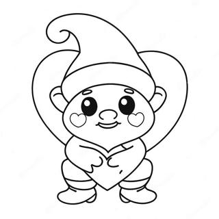 Desen De Colorat Cu Gnomul De Valentine Dragut Cu Inima 81080-22880