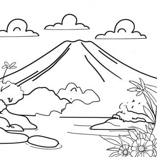 Desen De Colorat Cu Muntele Fuji Maret Desene De Colorat