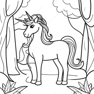 Pagini De Colorat Cu Unicornul Mistic In Padurea Magica 82651-24135