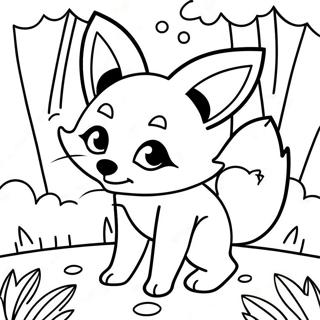 Vulpe Kawaii Jucausa In Padure Pagina De Colorat 83089 24470