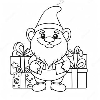 Pagini De Colorat Cu Gnom De Craciun Vesel Cu Cadouri 83702-24954