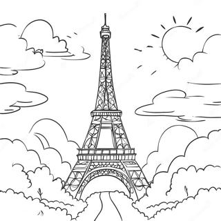 Pagina De Colorat Cu Turnul Eiffel La Apus 83779 25012