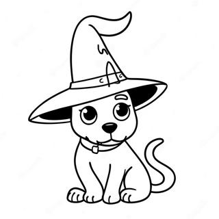 Caine Negru Infricosator Cu Palarie De Vrajitoare Pagina De Colorat 84012-25201