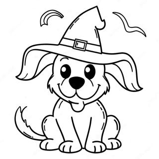 Caine Negru Infricosator Cu Palarie De Vrajitoare Pagina De Colorat 84012-25202