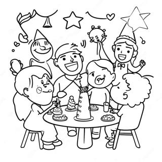 Pagini De Colorat Scena De Petrecere Vesela Anul Nou 2024 84317-25437
