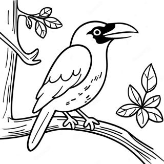 Pagini De Colorat Cu Corb Realist Asezat Pe O Ramura 84420-25517