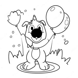 Pagina De Colorat Cu Bluey Si Baloanele 84855-25858