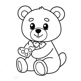 Pagini De Colorat Cu Ursuleț De Pluș Adorabil De Ziua Îndrăgostiților Desene De Colorat