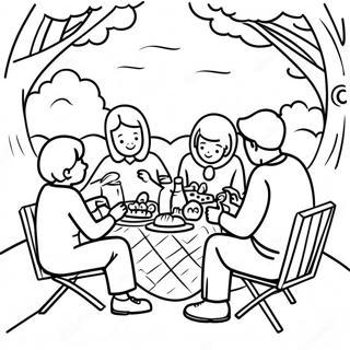 Pagini De Colorat Cu Picnic In Familie Cu Patura 86672-27357