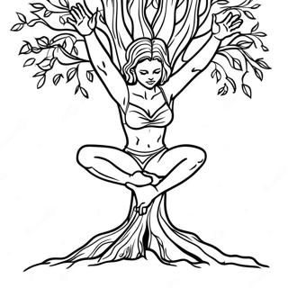 Pagina De Colorat Cu Postura Flexibila A Copacului 87059-27668