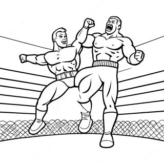 Pagina De Colorat 3d Wwe Cu Luptator Sarind Pe Adversar 87954-28348