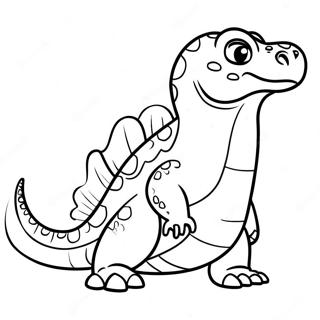 Pagina De Colorat Cu Dragonul Komodo De Desene Animate 88213 28734