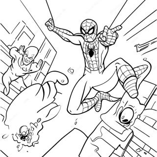 Desen De Colorat Cu Spider Man Luptand Cu Raufacatori 88393 28875