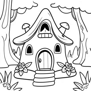 Casa Zanelor Fanteziste In Padure Pagina De Colorat Desene De Colorat