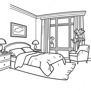 Pagina De Colorat Cu Dormitor Spatios Si Fereastra 88934-29289