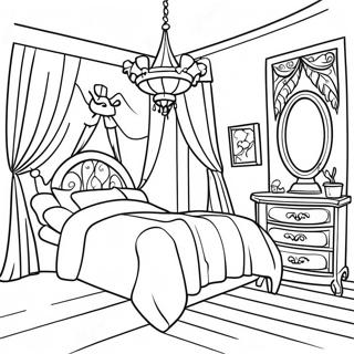 Pagina De Colorat Cu Dormitor Tematic De Fantezie 88935-29295