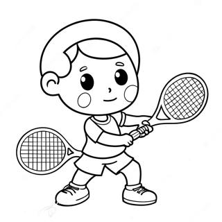 Desen De Colorat Cu Un Jucator De Tenis Dragut Din Desene Animate 89188-29480