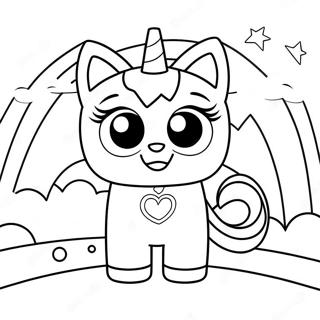 Pagina De Colorat Unikitty Cu Fundal Cu Curcubeu 89371-29625