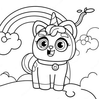 Pagina De Colorat Unikitty Cu Fundal Cu Curcubeu 89371-29626