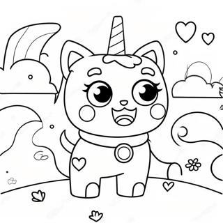 Pagina De Colorat Unikitty Cu Fundal Cu Curcubeu 89371-29627