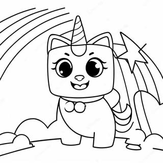 Pagina De Colorat Unikitty Cu Fundal Cu Curcubeu 89371-29628